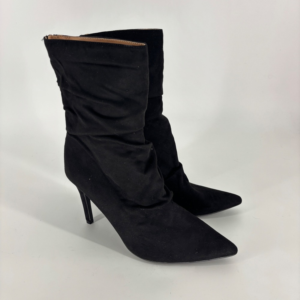 Journee Collection Markie Back Heel Zip Stiletto Bootie Black Women Size 12 Chic